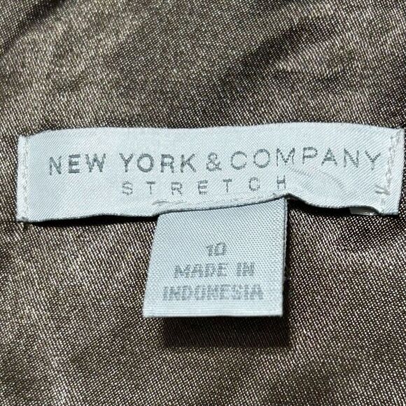 New York and Company Dress Women's Size 10 Tan Cap Sleeves Sheath Empire Waist - Picture 9 of 11